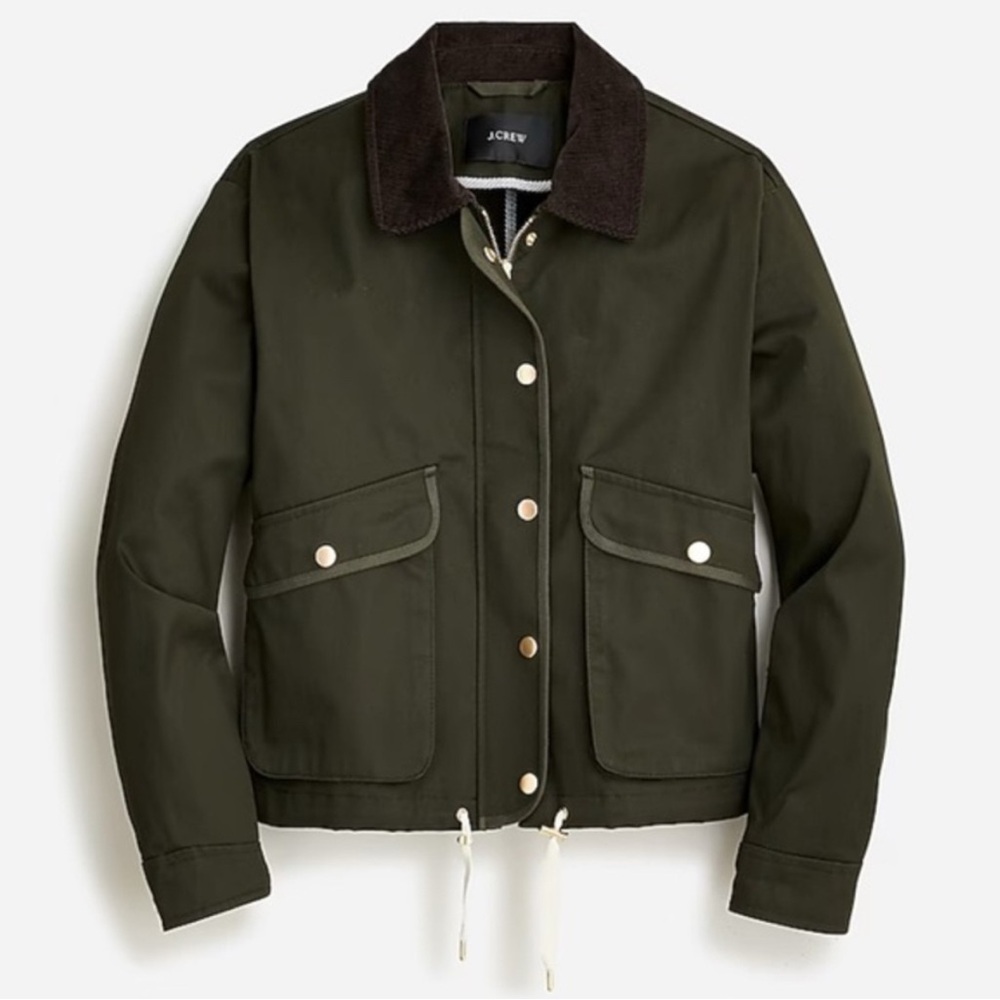 J. Crew Dark Green Short Barn Jacket Size XXS NWT